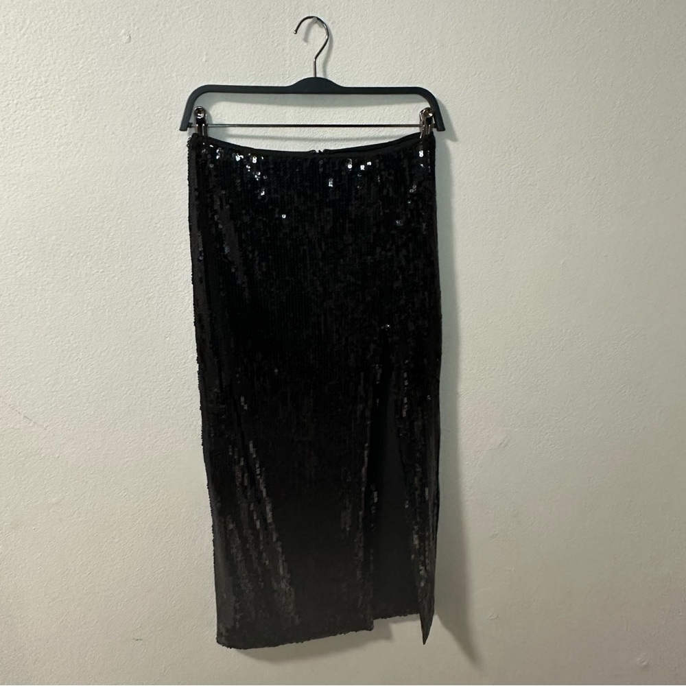 AKIRA Black Sequin Midi Skirt